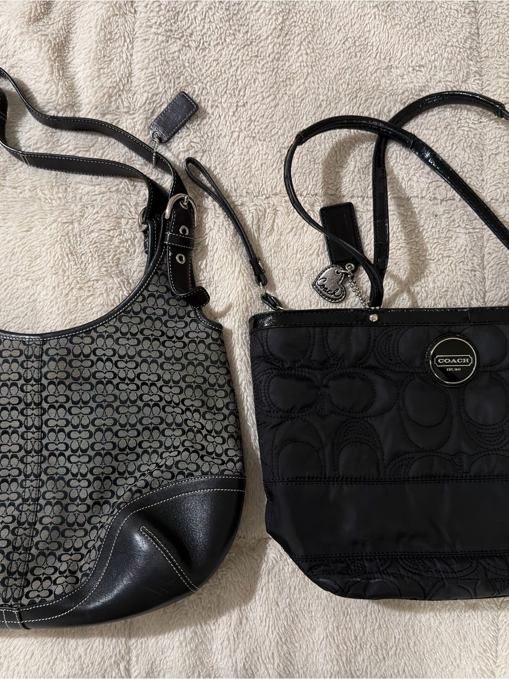 Coach Black Signature Shoulder Bags Duo